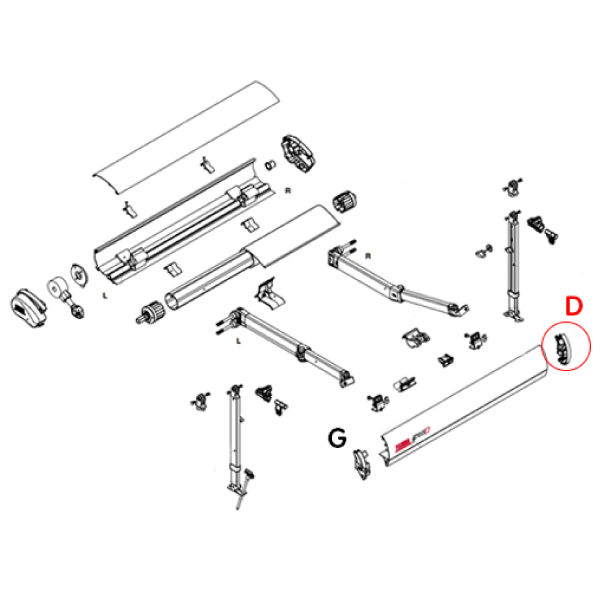 Embout droit Barre frontale store F65S