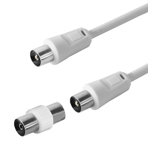 Cble TV coaxial 2m mle/mle + adaptateur