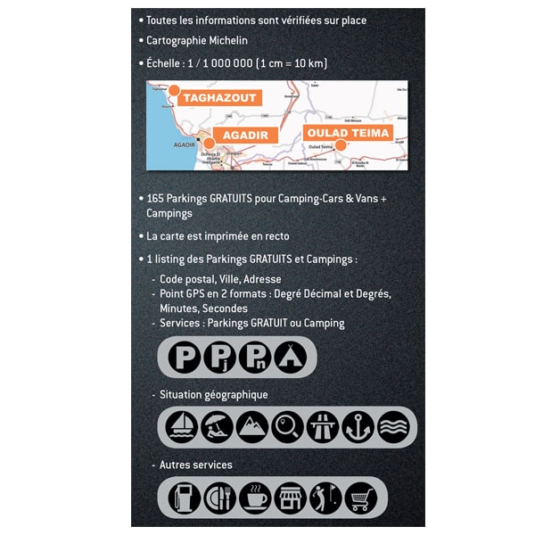 Carte MAROC Parkings gratuits et Campings