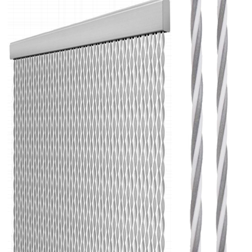 Rideau de porte STRING 60 x 190 cm Gris/Blanc
