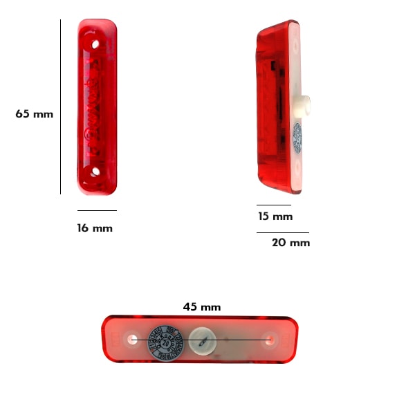 Feu de position arrire  led Jokon rouge 65X16x15mm