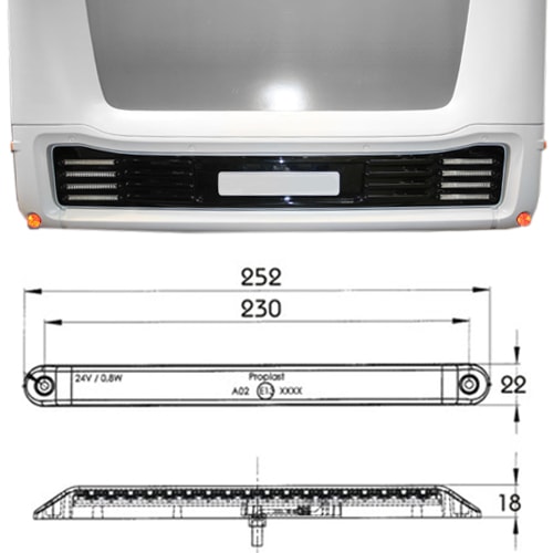 Feu de position-stop arrire 18 LED Pro-can XL