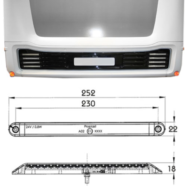 Feu arrire de Recul 18 LED Pro-can XL