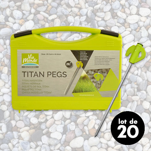 Lot 20 Piquets de sols très durs TITAN 20cm - Auvent Tente de camping