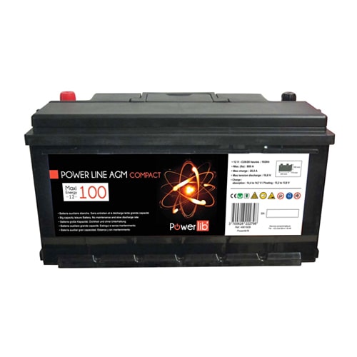 Batterie auxiliaire Power Line AGM 100 AH Compact Powerlib