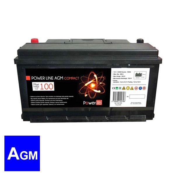 Batterie auxiliaire Power Line AGM 100 AH Compact Powerlib