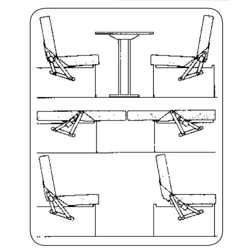 Charnières de Clic Clac pour Banquette Arrière Lit Westfalia VW