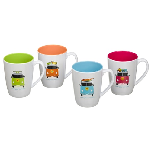 Lot de 4 Mugs mlamine 35cl Camper Smiles 