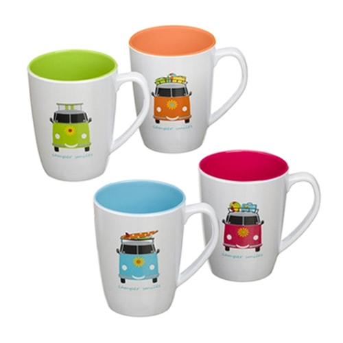 Lot de 4 Mugs mlamine 35cl Camper Smiles 