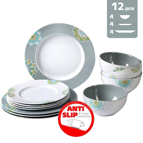 Lot de vaisselle Mlamine SANDHYA anti-drapant