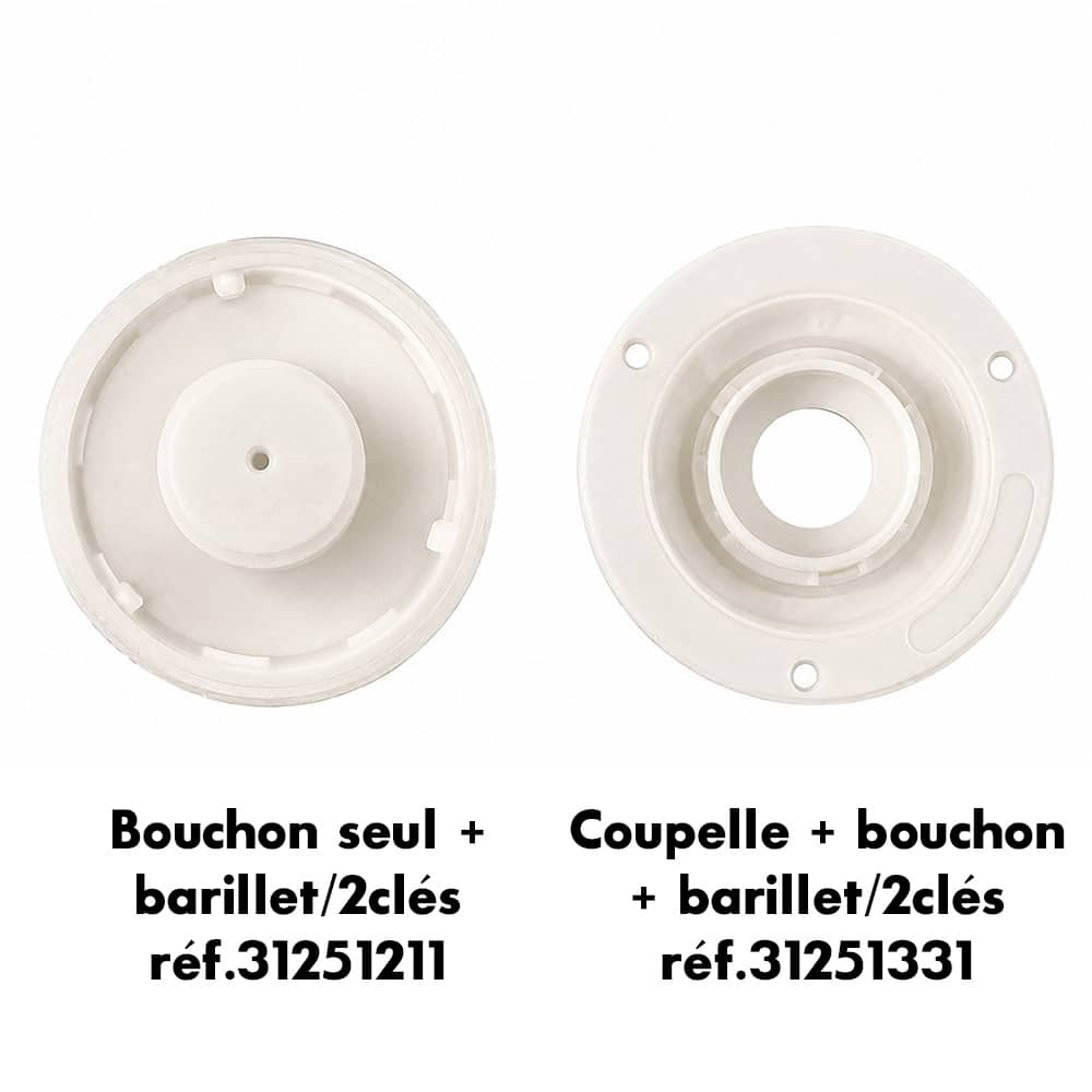 Coupelle courte avec bouchon � cl� blanche