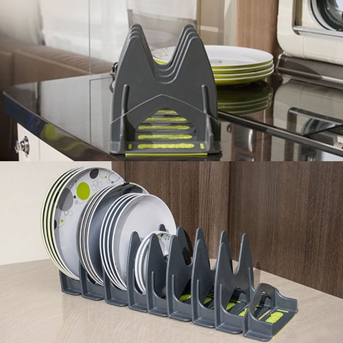 Range assiette CAMP4 - bloc en mousse pour ranger la vaisselle en camping- car ou en bateau - H2R Equipements.