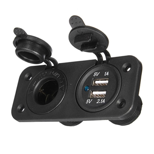 Socle avec prise 12V et 2 USB 