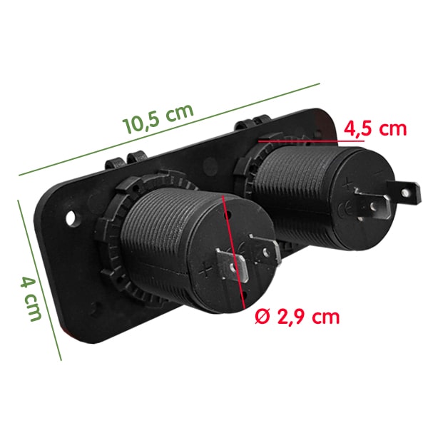 Socle avec prise 12V et 2 USB 