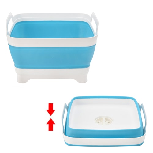 BASSINE BLEUE ET GRISE EN SILICONE PLIABLE 37 x 27cm - CAMP4