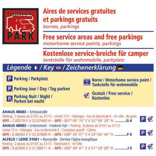 Carte ALLEMAGNE Aires de CC gratuites
