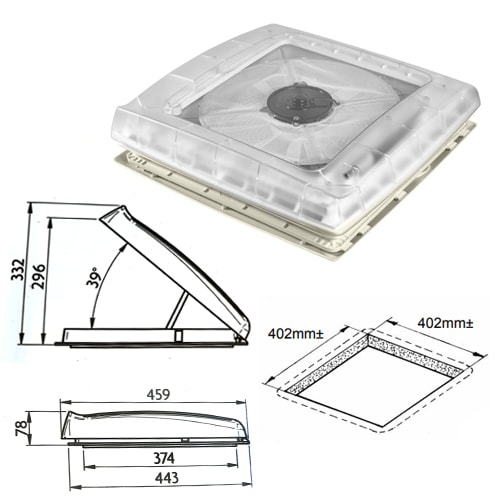 Lanterneau Thule Vent 40 Transparent avec ventilateur 12V 