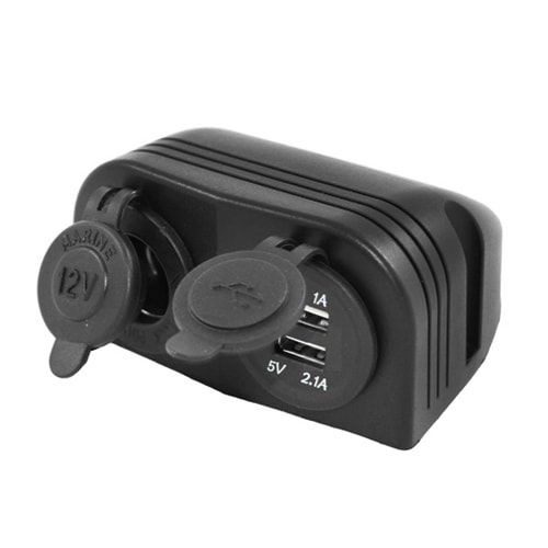 Socle en saillie avec Prise 12V et 2 USB - Camping-car, Caravane