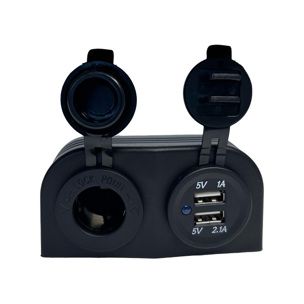 Socle en saillie avec prise 12V et 2 USB 