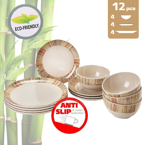 Lot de vaisselle BAMBOU antidrapant