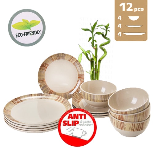 Lot de vaisselle BAMBOU antidrapant