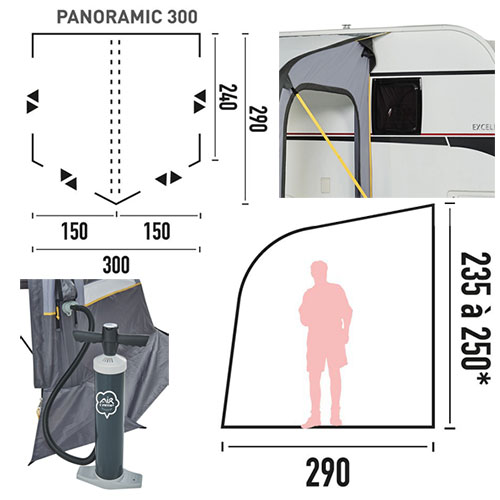 Auvent gonflable TRIGANO PANORAMIC 3m 2me choix
