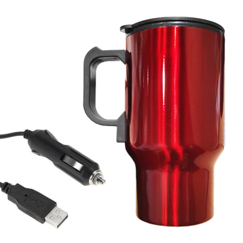 Mug isotherme 12V-USB 500 ml double paroi inox - Voiture, Camping-car