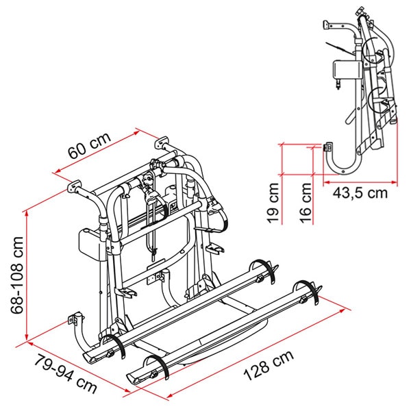 Porte vlos tlescopique Fiamma Carry-Bike LIFT 77