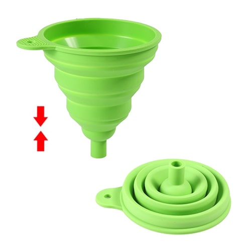 Lot de 3 entonnoirs de cuisine flexibles en silicone vert pour transfert de  liquide, entonnoir silicone