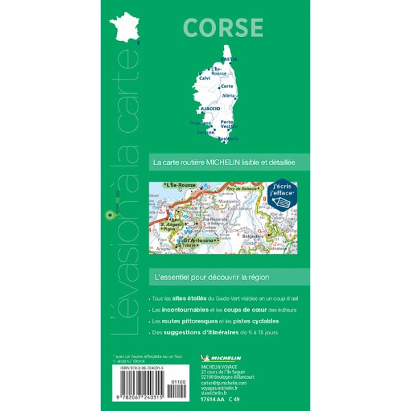Carte Michelin Guide Vert Corse 