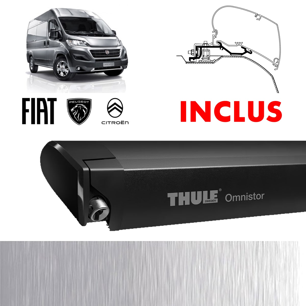 avis sur Store Thule 6300 Anthracite + adaptateurs Ducato H2