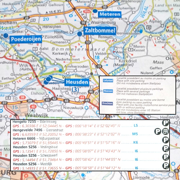Carte BENELUX Aires de CC et Parkings gratuits