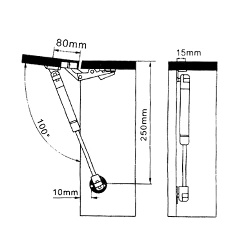 Compas de placard vrin 247 mm 60 N
