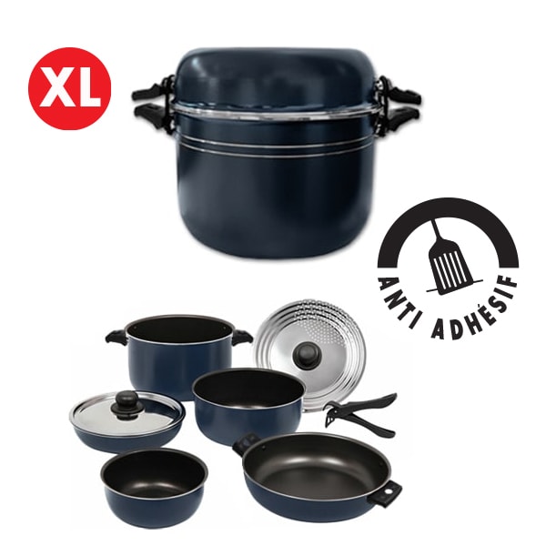 Popote alu XL NAVY 22 cm 8+1 pices