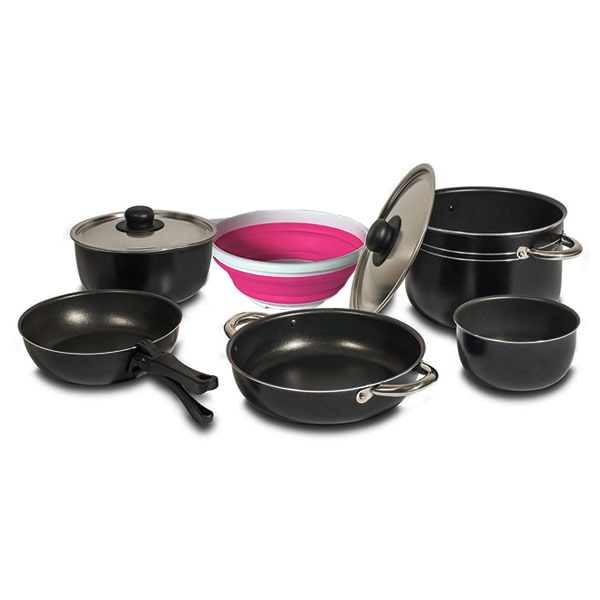 Popote alu XL Schwarz 22 cm 8+1 pices