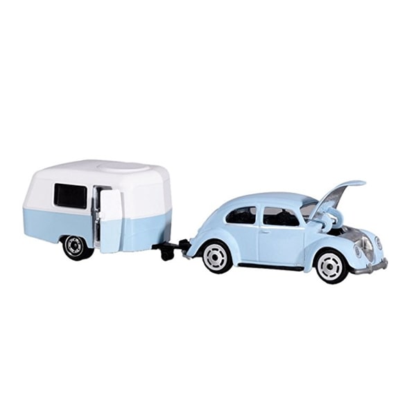 Jouet VW Beetle avec caravane bleu 13 cm