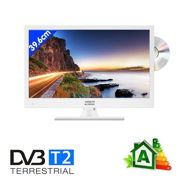 TV HD LED DVD T2 39.6 cm Blanche Antarion 