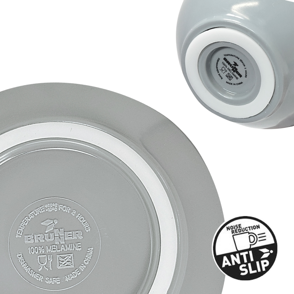 Lot de 2 tasses Espresso Mlamine Grey 10 cl anti-drapantes BRUNNER