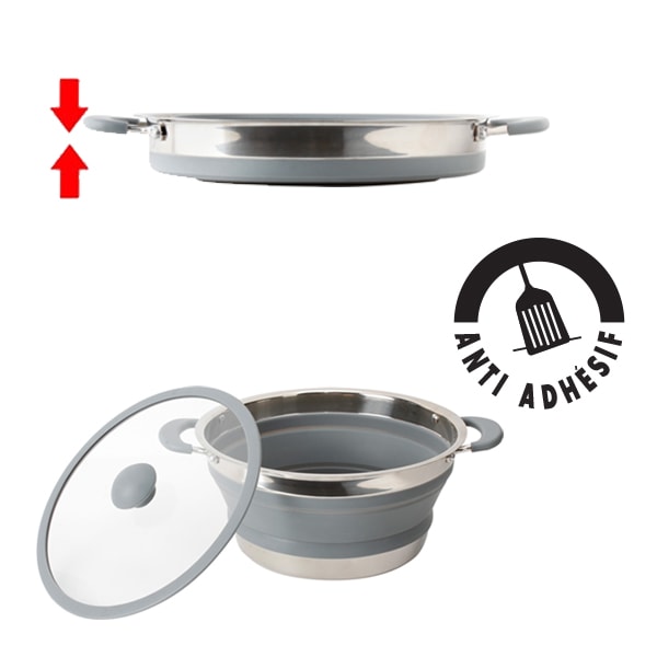 avis sur Casserole silicone et inox Volcano 20cm pliable