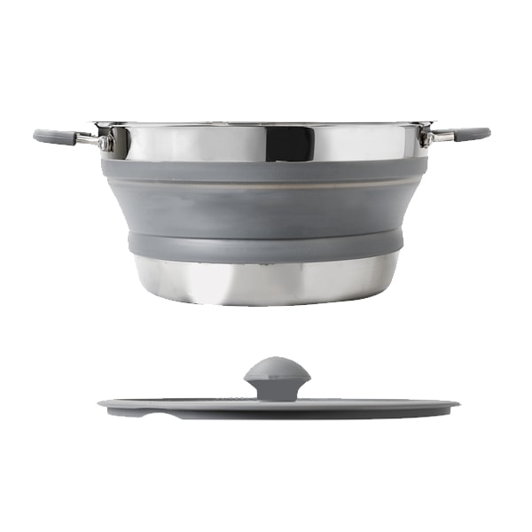 Popote silicone et inox Volcano 4 pieces pliable 