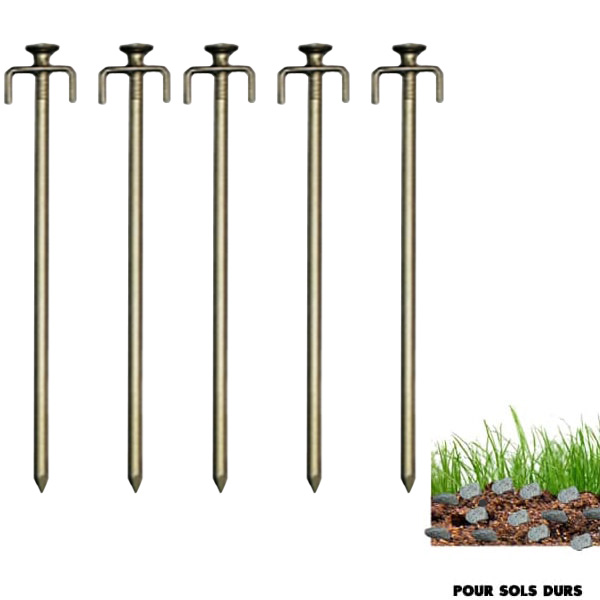 Jeu de 5 piquets de sol dur en T 20,5 cm
