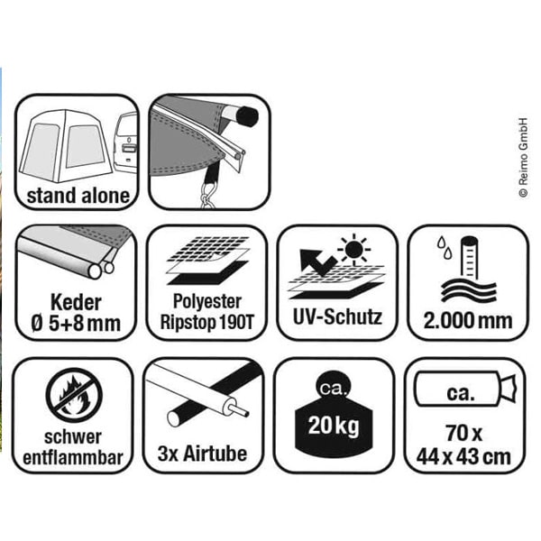 Auvent REIMO TOUR FAMILY AIR VW T3, T4, T5, T6 et autres