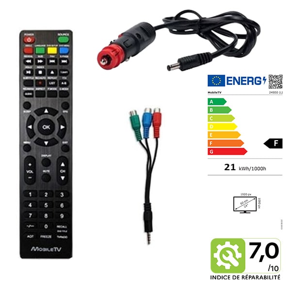TV 12V Silverline HD DVD Bluetooth 60cm Mobile TV 
