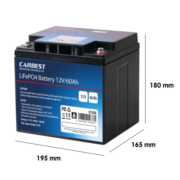 Batterie Lithium fer phosphate 60Ah Carbest