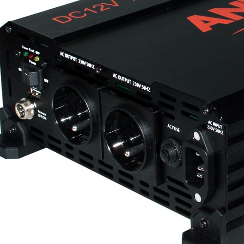 Convertisseur Pur Sinus Antarion 1000W - 12V/230V - Pour Camping-car, Van, Bateau - Avec Télécommande Déportée 5m