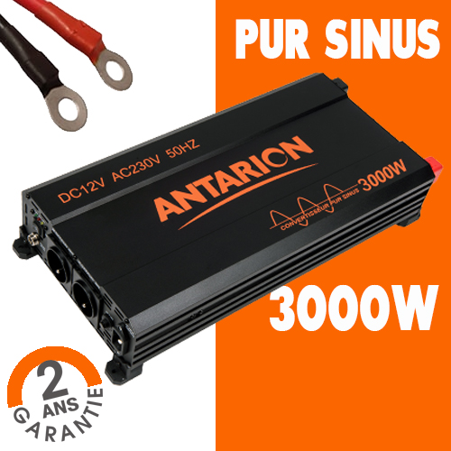 Convertisseur pur sinus 12V 230V 1000W pour camping car.