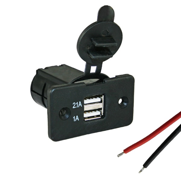 Prise-USB double à encastrer 2x2100mA 12V/24V