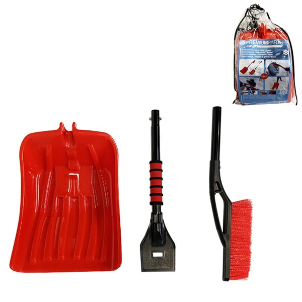 Pelle  neige 3 en 1 avec brosse et grattoir