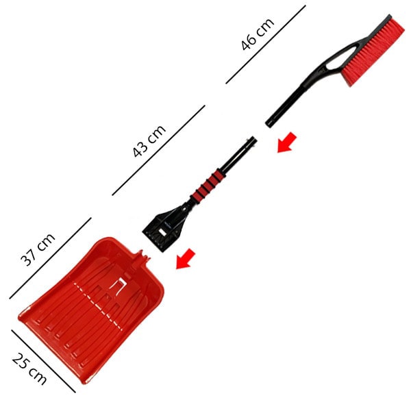 Pelle  neige 3 en 1 avec brosse et grattoir