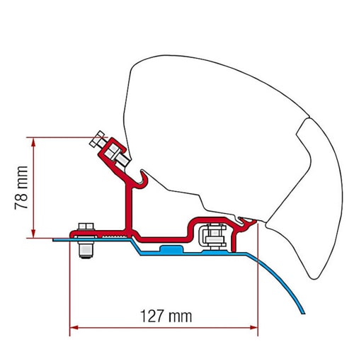 Adaptateur store Fiamma F65 F80 Ducato H3 aprs 2006